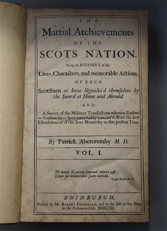 Abercromby, Patrick - The Martial Achievements of the Scots Nation, 2 vols, folio, rebound, half calf, many